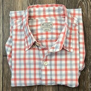 J Crew Lightweight Men's Small Button Down Plaid Shirt Red White and Blue